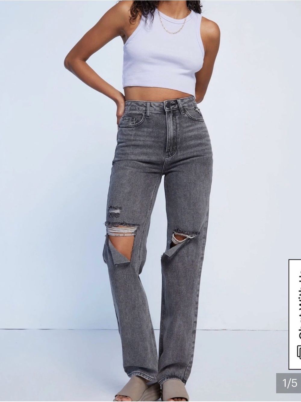 Pacsun black/dark grey ripped 90s boyfriend jeans